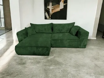 Obrázok produktu pre Rohová pohovka Berlin 255x160 Gauč zelený CORD s funkciou spánku a lôžkovou časťou POSO 14 Ľavý