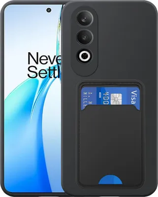 Image de Convient à OnePlus Nord CE 4 Phone Case with TPU Card Holder - Flexible Back Cover Case Silicone TPU with Cardslot - Black - Smartphonics