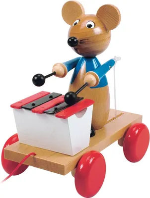 Produktbild von Ziehtier Nachziehtier Maus Nachziehmaus mit Xylophon von Woody, 90197