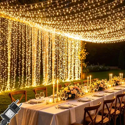 Produktbild von Lichtervorhang, 6 x 3 Meter, 600 LEDs, 8 Modi, 2 Stück