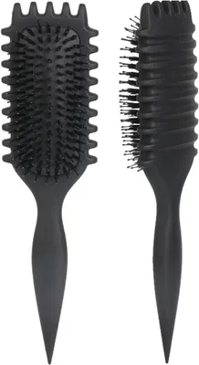 Image de Brosse à poils de sanglier, avec un manche ergonomique, idéale pour les cheveux bouclés, pour démêler