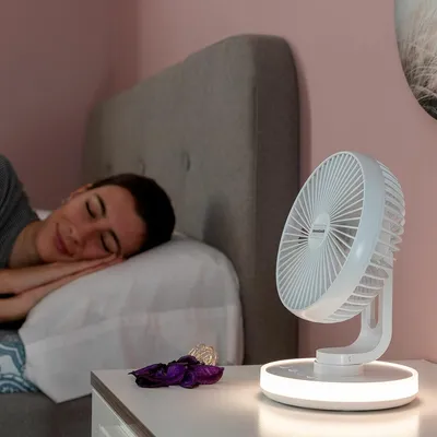Obrázok produktu pre InnovaGoods 8435527826291, Domáci lopatkový ventilátor, Biela, Tabuľka, Akrylonitrilbutadienstyren (ABS), Polykarbonát, Polypropylén (PP), Meď, 40 dB, Batérie