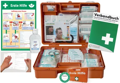 Produktbild von Verbandskasten (M) Typ C -Paket 2- aktuelle Erste Hilfe nach DIN 13157 für Betriebe -DSGVO- INKL. PERFORIERTEM VERBANDBUCH + Hygiene-Gel + AUSHANG