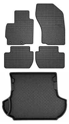Produktbild von Gummimatten + Kofferraumwanne für Mitsubishi Outlander II 2006-2013 (Standard-Kofferraum) – Schwarz, passgenau – Wielganizator SolidPRO