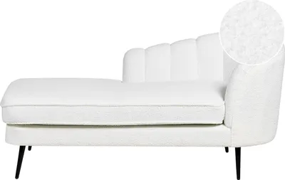 Produktbild von BELIANI Chaiselongue Cremeweiß Bouclé Rechtsseitig mit Schwarzen Metallbeinen Lehne Muschelform Glamourös Modern Muschelsofa Wohnzimmer Flur Ausstattung