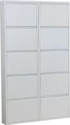 Image de Pisa Armoire à chaussures avec 10 casiers/portes en métal blanc. Livrée entièrement montée.