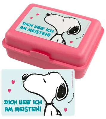 Peanuts Snoopy Brotdose mit Trennwand, rosa, 17,5x12,8x6,9 cm