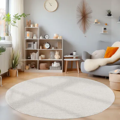 Zdjęcie produktu dla Homebyhome Dywan do salonu, jednolity, melanżowy, wzór typu cut-loop, krótkowłosy, nowoczesny, jednokolorowy, wytrzymały, łatwy w pielęgnacji, rozmiar: 200 cm (okrągły)