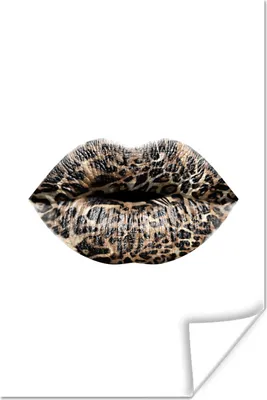 Produktbild von MuchoWow® Poster Lippen - Tigerdruck - Weiß 120x180 cm - Kunstposter