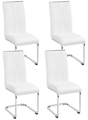 Image de Chaise de salle à manger - Chaise à bascule - Lot de 4 - Blanc - Capacité de charge 136 kg - Salle à manger et cuisine