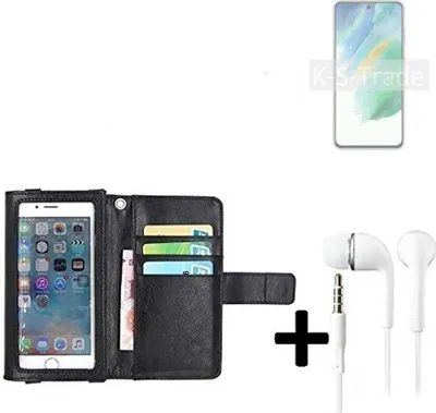 Produktbild von K-S-Trade Handyhülle + Kopfhörer kompatibel mit Samsung Galaxy S21 FE SD888 Schutzhülle Case mit Displayschutz / Schutzfolie schwarz + Kopfhörer