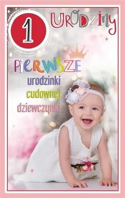 Immagine prodotto di Biglietto di auguri per il primo compleanno di una bambina - AbCard