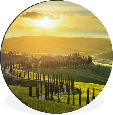 Produktbild von MuchoWow® Aluminium Wandkreis Toskana - Sonne - Italien Ø 90 cm Wanddeko Modern Wohnzimmer - Mauerkreis - Wandbilder - Runde Bild - Bild aus Aluminium - Schlafzimmer - Wohnzimmerdekoration - Wand Dekoration
