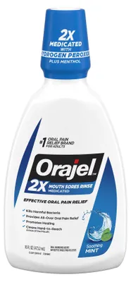 Produktbild von Mundspülung, Orajel, antimikrobielle und entzündungshemmende Wirkung gegen Mundreizungen, Minzgeschmack, 473,2ml