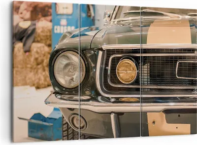 Produktbild von Bild auf Leinwand - Leinwandbild - 3 Teile - Abdeckung Ford Mustang - 105x70cm - Wand Bild - Wanddeko - Wandbilder - Leinwanddruck - Bilder - Wanddekoration - Leinwand bilder - CE105x70-4480