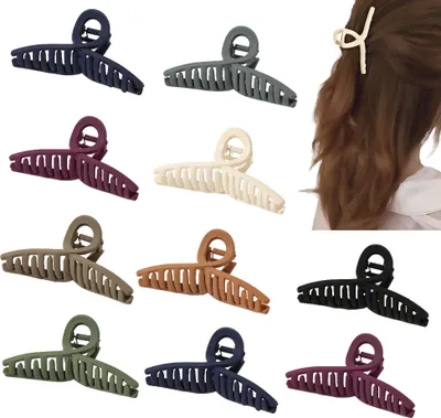 Image de CANDeal Set de 10 pinces à cheveux, 11 cm, pince à cheveux antidérapante, tenue forte, mate, clip papillon, accessoires de coiffure pour femmes et filles, cheveux fins épais fins