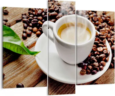 Produktbild von Bild auf Leinwand - Leinwandbild - Kaffee Tasse Espresso heiß - 95x80cm - Wand Bild - Wanddeko - Leinwanddruck - Bilder - Kunstdruck - Wanddekoration - Leinwand bilder - Wandkunst - CB95x80-2546