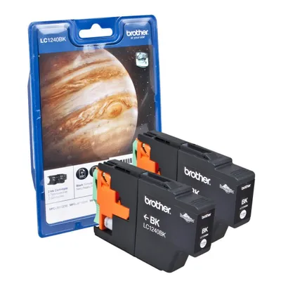 Productafbeelding van Brother LC1240BKBP2DR inktpatroon - zwart - voor inkjetprinters - 600 pagina's - 2 stuks