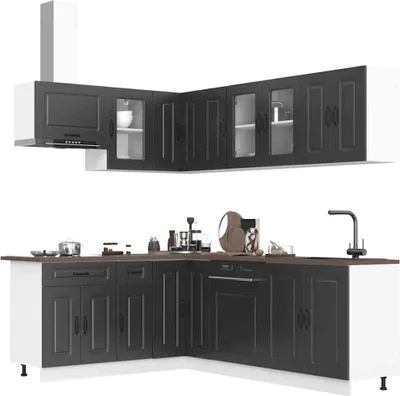 Produktbild von 11-tlg. Küchenschrank-Set Kalmar Schwarz Holzwerkstoff