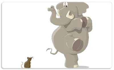 Produktbild von Wallario Frühstücksbrettchen aus Glas, je 14 x 23 cm, mit rutschfesten Füßen, Motiv Elefant erschrickt vor Maus