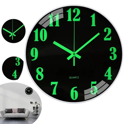 Produktbild von Leuchtende Wanduhr, Leuchtend Wanduhr, Nicht Tickend, Wanduhren Batteriebetrieben Für Zuhause Schule Büro