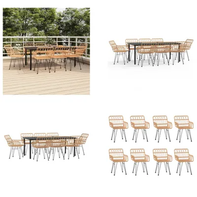 Obrázok produktu pre vidaXL 9-dielny záhradný jedálenský set z polyratanu - záhradný jedálenský set - záhradný jedálenský set - jedálenský set terasa - vonkajší jedálenský set