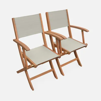 Immagine prodotto di Set 2 sedie da giardino pieghevoli in legno di eucalipto, Grigio bruno