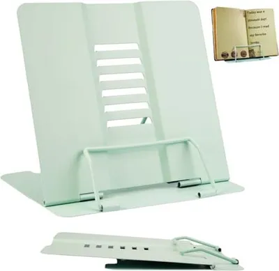 Produktbild von Verstellbarer faltbarer Buchhalter, Metalllesestand, Standkinder, Kochbuchhalter 6 Level, Büro, Schule, Bibliothek, Zuhause (grün)