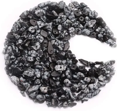 Produktbild von Edelsteinperlen schwarz-weiß, 500 Stück, 5-8 mm, für DIY Schmuck