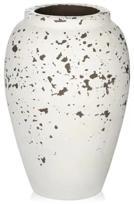 Produktbild von Handgefertigte Terrakotta-Vase – Vintage-Weiß, 27 cm