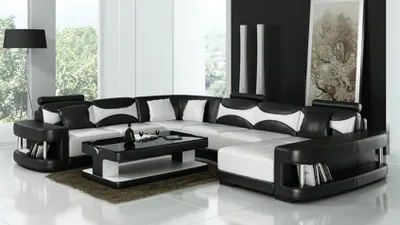 Image de Luxus Ecksofa Sofa Polster Couch Wohnlandschaft U-Form - Ledersofas Couchen Sitz