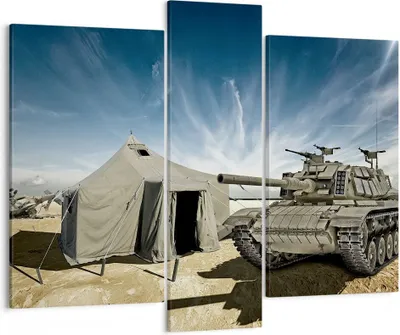 Produktbild von Bild auf Leinwand - Leinwandbild - Panzer Poligon Feld - 95x80cm - Wand Bild - Wanddeko - Wandbilder - Leinwanddruck - Bilder - Kunstdruck - Wanddekoration - Leinwand bilder - Wandkunst - CB95x80-3723