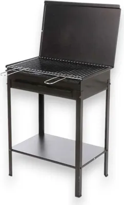 Produktbild von Schwarzer Stahl-Holzkohlegrill mit verchromtem Grillrost und herausnehmbarer Ascheschublade