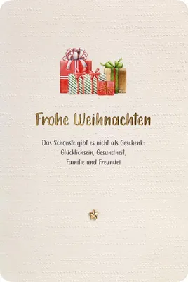 Produktbild von Weihnachten Finest Collection unverpackte Glückwunschkarte Frohe Weihnachten Geschenke mit Briefumschlag