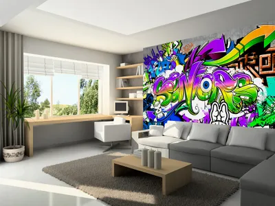 Produktbild von Vlies Fototapete 400x280 cm Tapeten Wandtapete XXL Graffiti bunt i-B-0005-a-d