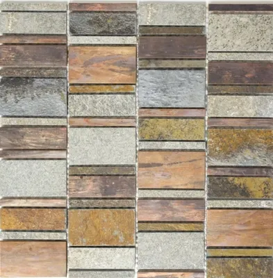 Produktbild von Mosaik Rückwand Kupfer grau rost kupfer Rechteck Stein Fliesenspiegel Küche MOS47-575_f