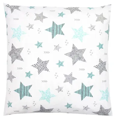 Produktbild von TupTam Kinder Kissenbezug Kissenhülle Dekorativ Gemustert, Farbe: Sterne Mint / Schwarz, Größe: 80 x 80 cm