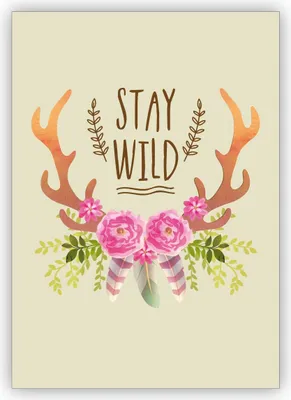 Produktbild von Motivierende Karte für beste Freunde mit Indianer Geweih: Stay Wild