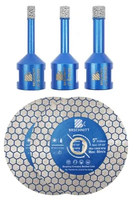 Zdjęcie produktu dla Zestaw wierteł diamentowych do wiercenia otworów – 5-częściowy – Do wiercenia w płytkach, ceramice, marmurze i gresie – Średnia ziarnistość