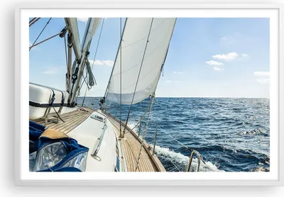 Produktbild von Gerahmtes Poster - Weißer Rahmen - Meer Kreuzfahrt Segel - 91,5x61 cm - Wand Bild - Wanddeko - Wandbilder - Kunstposter - Wandposter - Bilderrahmen - Bilder - Kunstdruck - Wandbild - P2WAA91x61-3647