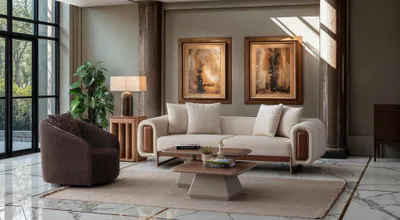 Productafbeelding van Stijlvolle woonkamer set met 3-zitsbank en fauteuil, in een modern design