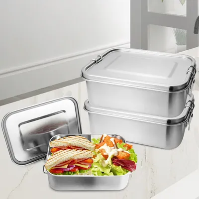 Immagine prodotto di Jopassy Lunchbox Lunchbox in acciaio inox a prova di perdite, divisorio rimovibile, scatole per il pranzo facili da pulire, bento box robuste e senza plastica, 2x 800ml