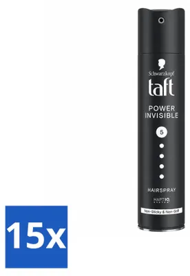 Produktbild von 15 x Taft Power Invisible Haarspray - Unsichtbarer Halt - 250 ml - Vorteilspackung - 15 Stücke