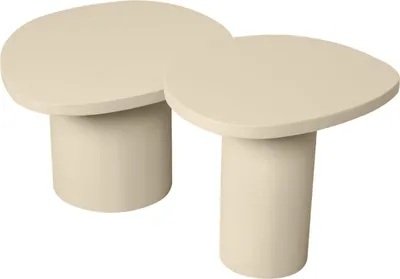 Produktbild von Couchtisch Mireon 2er Set Mangoholz Sand 70 x 56 x 38 cm 46 x 46 x 45 cm, Masse:70 cm X 70 cm
