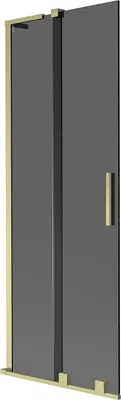 Produktbild von Mexen Velar L Badewannenfaltwand 2-flügelig verschiebbar 70 x 150 cm, graphit, gebürstetes Gold - 896-070-003-41-55