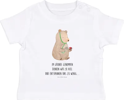 Produktbild von Mr. & Mrs. Panda  T-Shirt Bär Arzt 0. - 6. Monat - Weiß - Geschenk, Professorin, Baby Oberteil, Babyshirt, Kinder, Doktor, Shirt, Professor, Ärztin, Teddy, Baumwolle