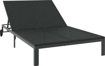 A black two-person sun lounger on a white background.