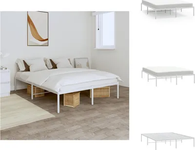 Produktbild von vidaXL Bettgestell Metall Weiß 160x200 cm - Betten & Bettgestelle