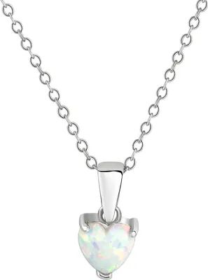 Produktbild von V Anhänger mit Kette 925/- Sterling Silber 42+3cm weiß synth. Opal weiß 358241235