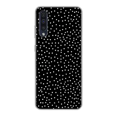 Produktbild von MuchoWow® Handyhülle Schutzhülle Hülle für Samsung Galaxy A30s Polka dots - Schwarz - Weiß Silikon Softcase Handy Hülle - Karteninhaber